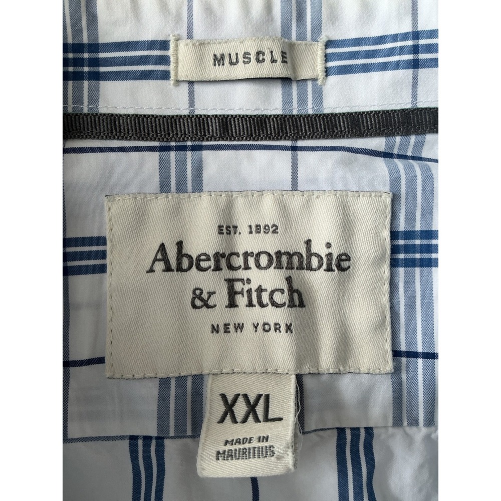 Vintage Abercrombie & Fitch Mens XXL button down dress Y2K Muscle Fit Plaid - Picture 4 of 6